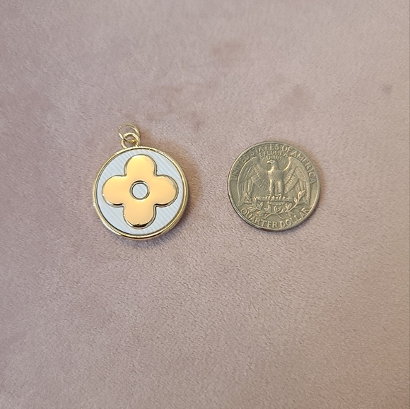 LV Gold and White Flower Charm